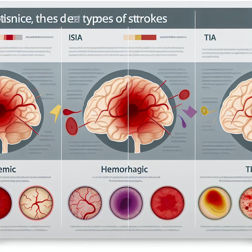 The different types of strokes: Ischemic, hemorrhagic, and TIA.